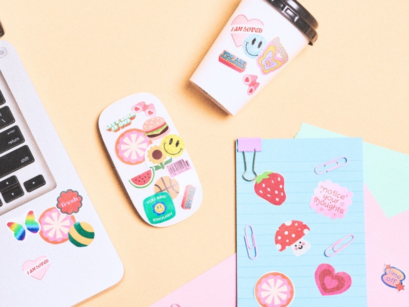 Stickers on random items.