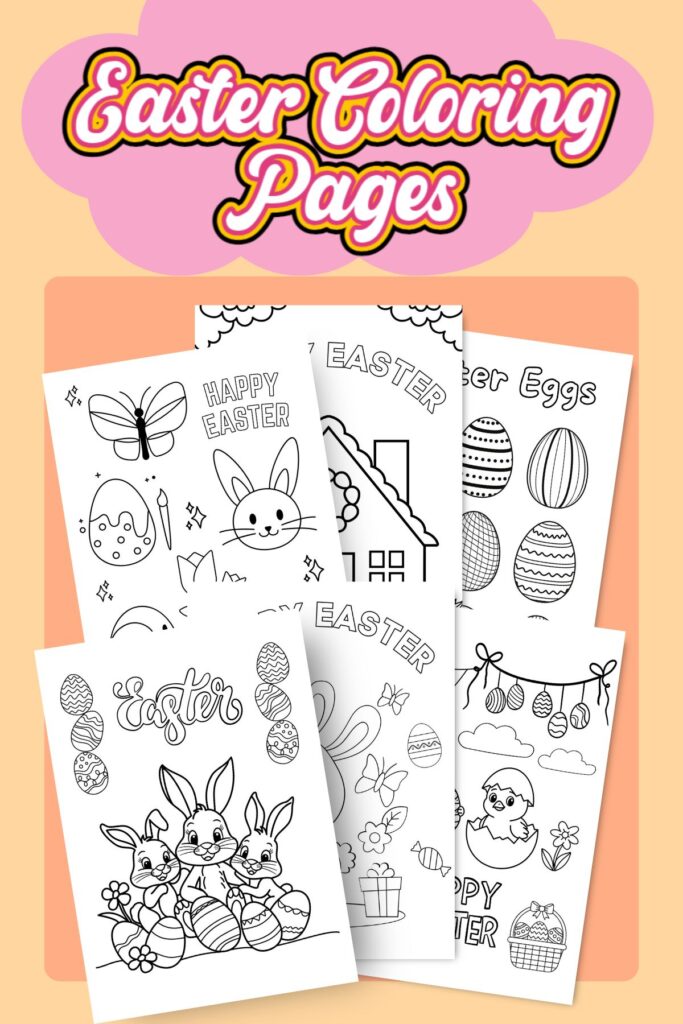 Collage of easter coloring pages